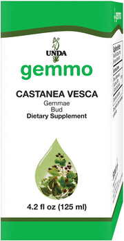 UNDA Gemmo Therapy Castanea Vesca bottle showing chestnut bud extract for potential tissue support.