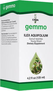 UNDA Gemmo Therapy Ilex Aquifolium bottle for gentle tissue support