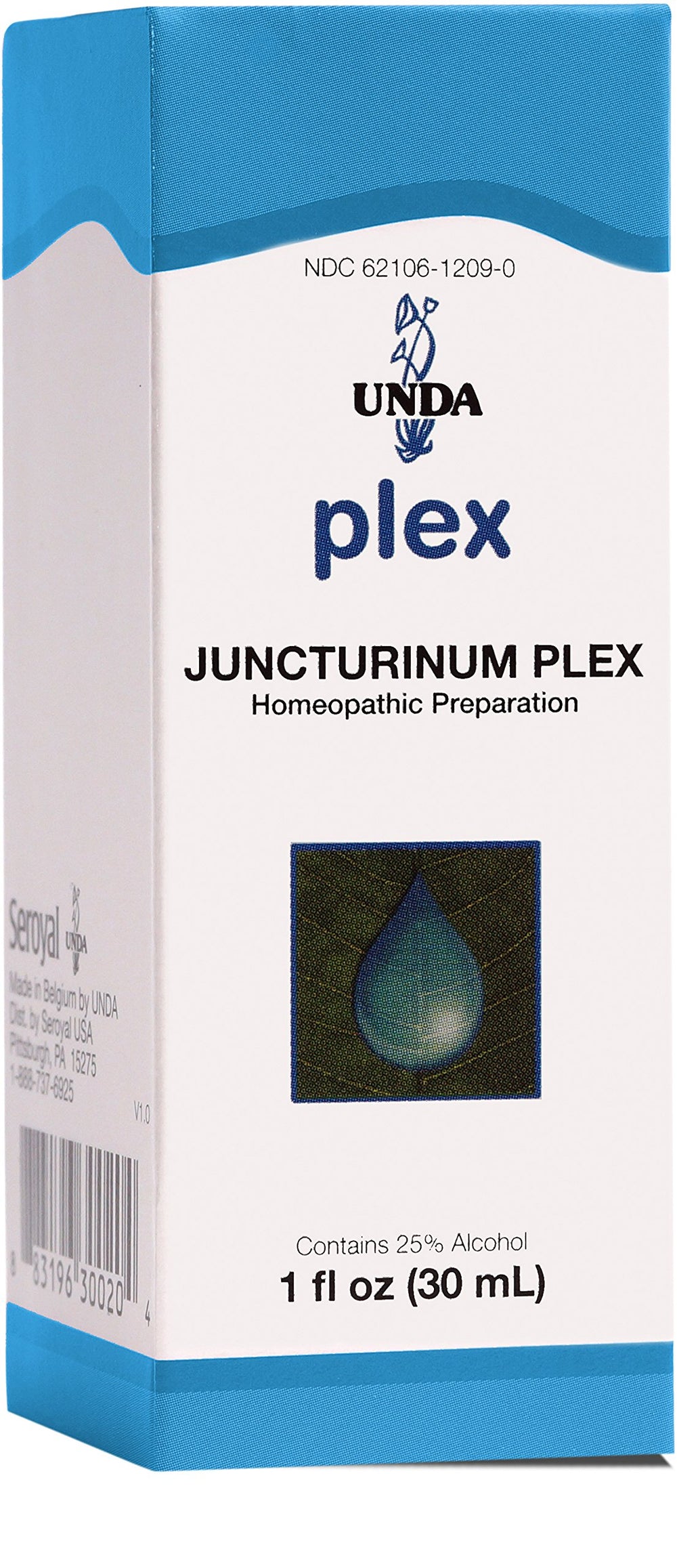 UNDA Juncturinum Plex bottle label for daily use in a home routine