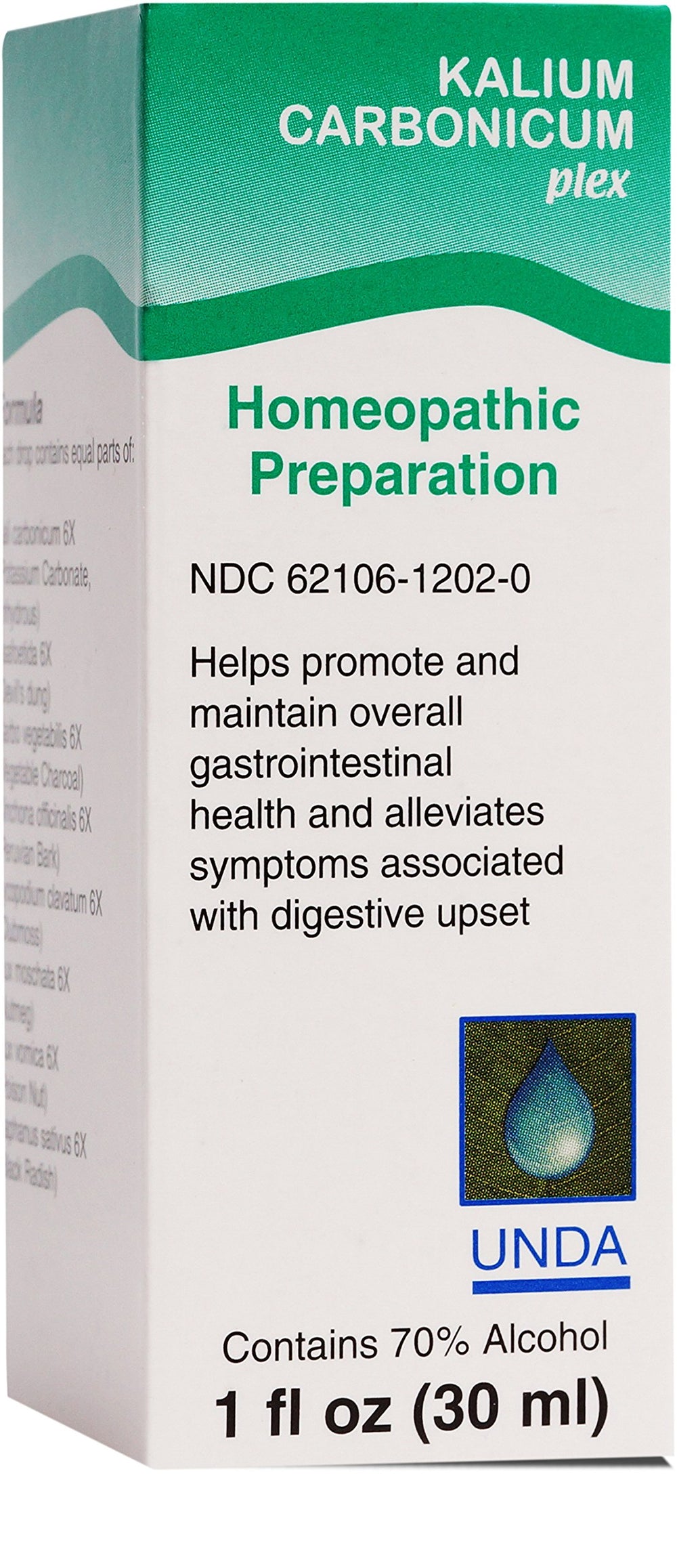 UNDA Kalium Carbonicum Plex bottle with label, convenient digestive support on the go.