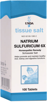 UNDA Natrium Sulfuricum 6X tablets in blister pack for occasional digestive support.
