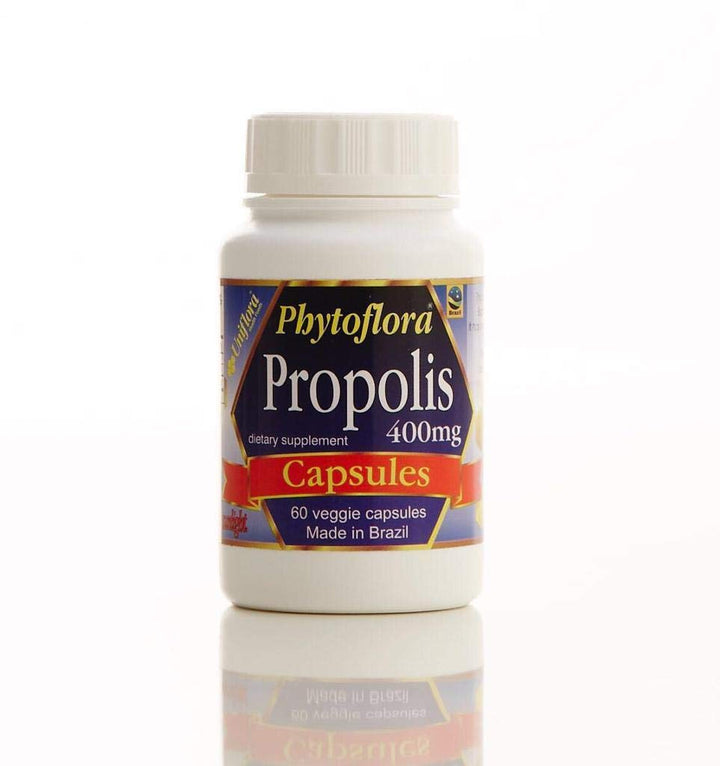 Uniflora Phytoflora green bee propolis bottle highlights premium propolis source for daily wellness.