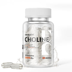 UniHealth Choline 500 mg bottle with VitaCholine for cognitive support.