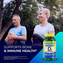Unique Bundle Store Vitamin D3 softgels close-up highlights small, easy-to-swallow capsules