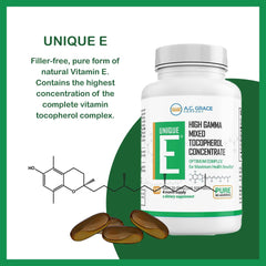 UNIQUE E bottle back label – kosher-certified tocopherol blend for daily use