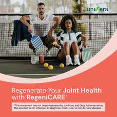 Univera stick-pack open with powder for quick use.