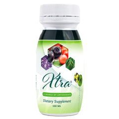 Univera Xtra Minis fruits label closeup highlights premium ingredients and quality you can trust.