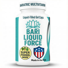 Universal Body Labs bariatric multivitamin bottle pour for easy daily post-op support