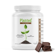 Unjury Planted vegan chocolate powder in a jar highlights a dairy-free protein option.