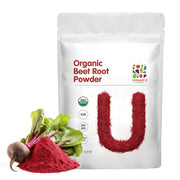 UNLEASH'D ORGANIC Beet Root Powder jar with vibrant powder for daily energy support.