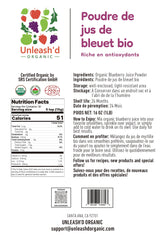 UNLEASH'D ORGANIC Blueberry Powder being poured for a quick antioxidant boost.
