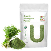Unleash’d Organic Wheatgrass Powder tub shows rich vitamins for daily wellness.