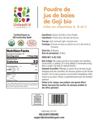 UNLEASH'D Organic Goji Berry Powder scoop ideal for precise smoothies