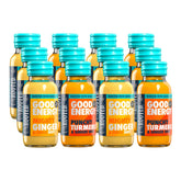 UNROOTED Good Energy Shot ginger bottle for on-the-go vitality and flavor.