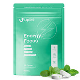 UPLIFE Focus and Energy Mints bottle for portable energy and fresh breath.
