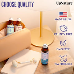 UpNature Breathe roll-on box shows travel friendly packaging