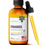 UpNature Fenugreek Oil bottle showing pure seed extract for premium hair and skin care.
