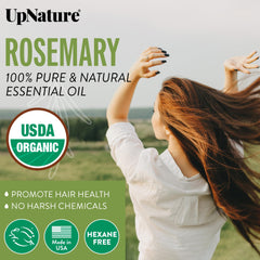 UpNature Rosemary Oil dropper ready for blends with shampoo or conditioner