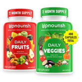 UpNourish fruits and veggies capsules bottle on kitchen counter for daily nutrition