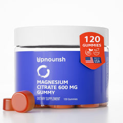 UpNourish Magnesium Gummies bottle close-up for convenient daily magnesium support