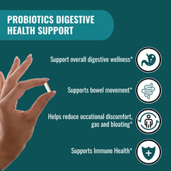 UpNourish Probiotics label detail with shelf-stable strains emphasis.