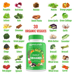 UpNourish vegetables capsules close-up highlighting colorful phytonutrients