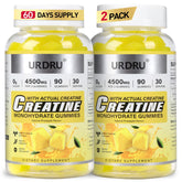 URDRU Creatine Gummies pineapple bottle front for convenient pre-workout support