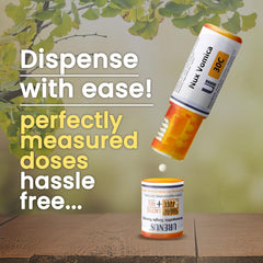 Urenus Nux Vomica 30C bottle shown for convenient dosing on the go.