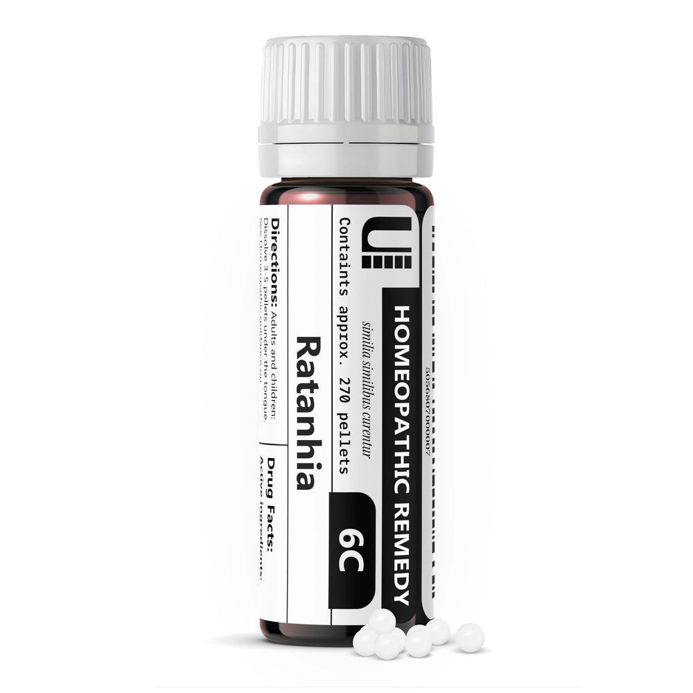 Urenus Ratanhia 6C bottle with pellets for easy daily dosing