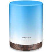 URPOWER 300ml diffuser with wood-grain base releasing gentle mist for home relaxation.