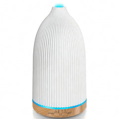 URPOWER essential oil diffuser with wood-grain base for cozy bedrooms and living rooms.