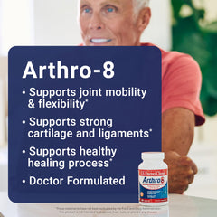 Arthro8 bottle back label shows dosage and ingredients for informed supplementation