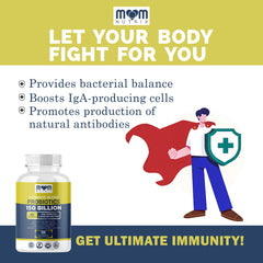 USA-made MOM NUTRIX bottle label highlighting organic prebiotic and digestive enzymes