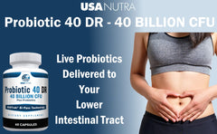 USANUTRA Probiotics capsules close-up showing living CFUs for gut balance