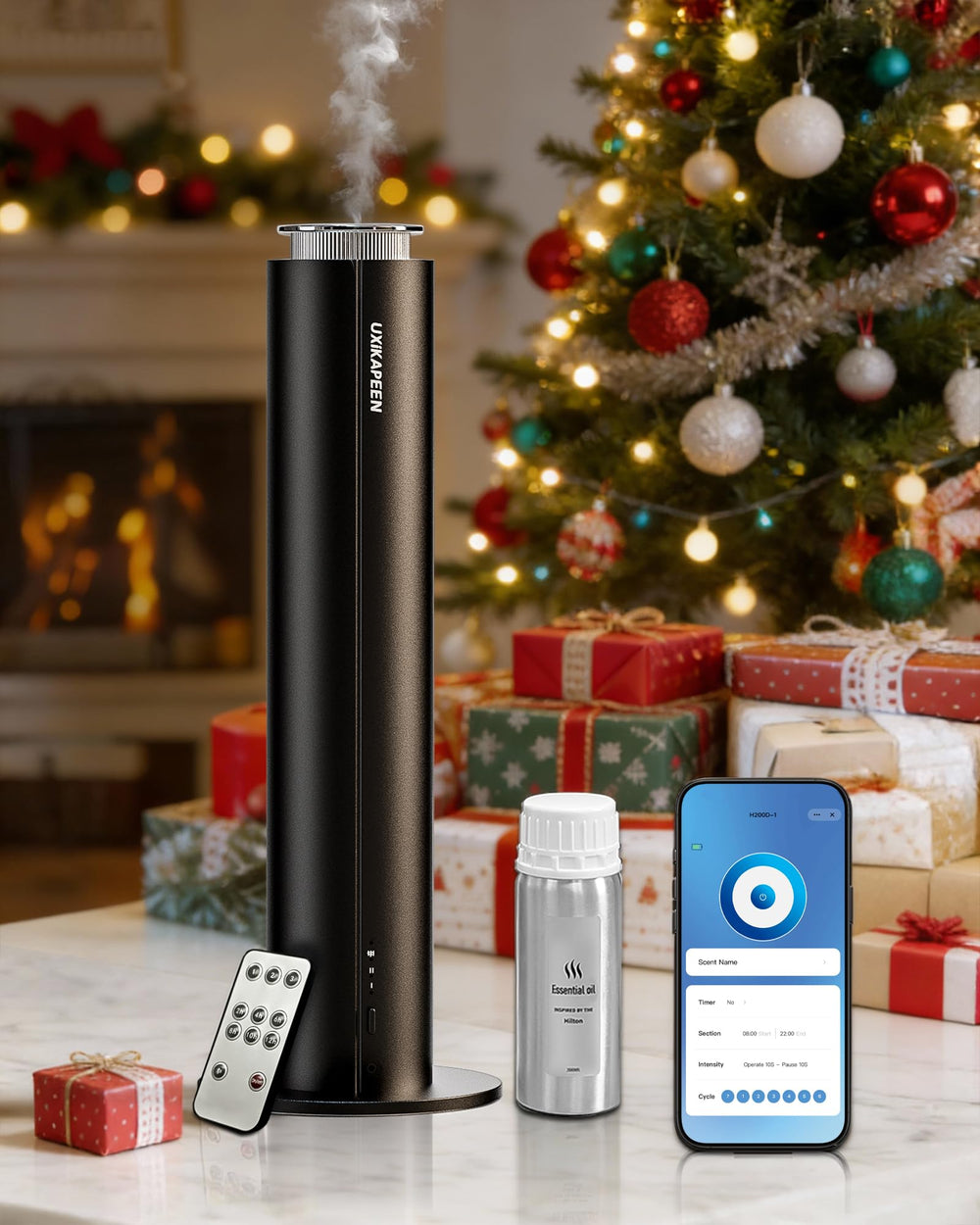 UXIKAPEEN waterless diffuser with 120ml capacity releases aroma with minimal cleanup.