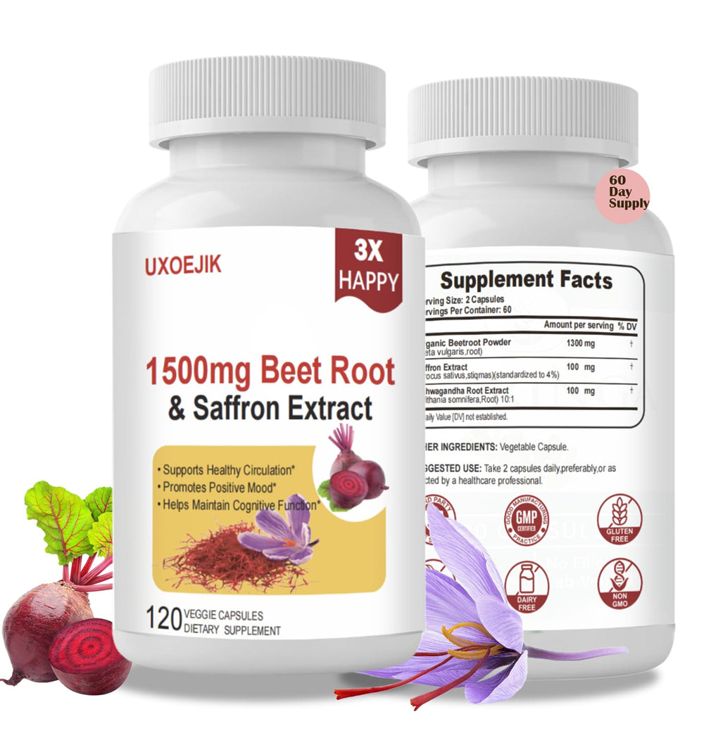 UXOEJIK saffron supplements bottle front for daily wellness and easy dosing