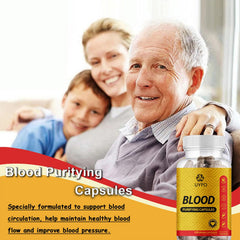 UYPO Blood Purifying Capsules label close-up showing clean ingredients for wellness.