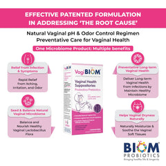 VagiBiom label shows paraben-free and preservative-free formulation for sensitive users.