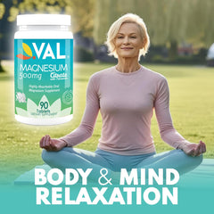 VAL Magnesium Glycinate packaging box indicates a 2-pack of 90 tablets.