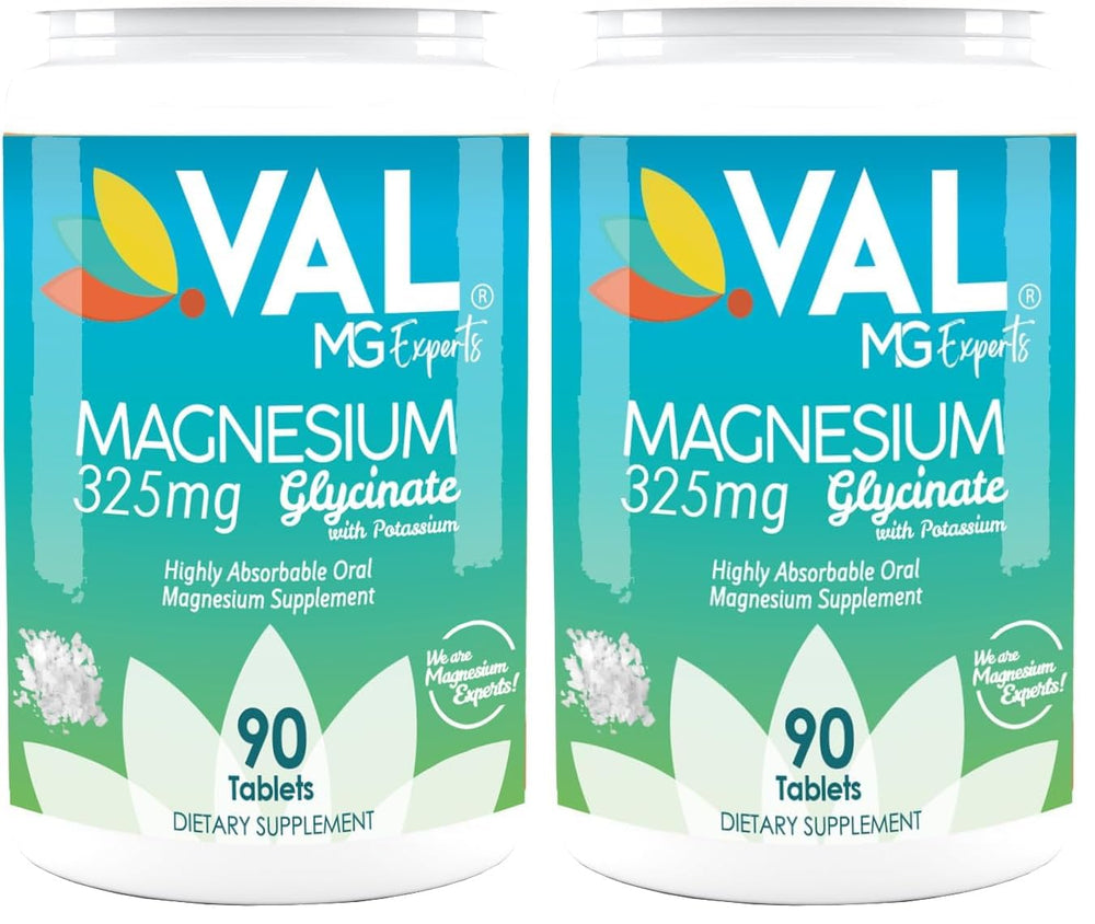 VAL Magnesium Glycinate tablet in bottle for easy daily use and potential stress support.