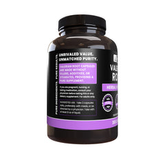 Valerian Root Capsules bottle front label highlights purity and Utah packaging
