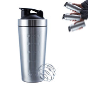 VALESKA protein shaker bottle with metal body offers durable, easy cleaning.