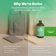 Vanera castor oil bottle demonstrates premium organic oil for daily routines.