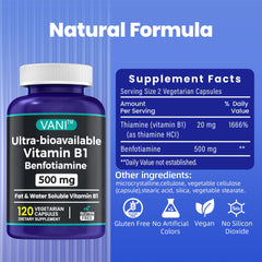 Gluten-free packaging for VANI benfotiamine supplement