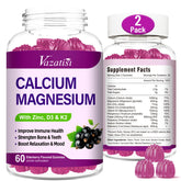 Vazatisi Calcium Magnesium Zinc Gummies bottle front signaling daily mineral support