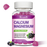 Vazatisi Calcium Magnesium Zinc Gummies bottle front highlights elderberry flavor for daily wellness.