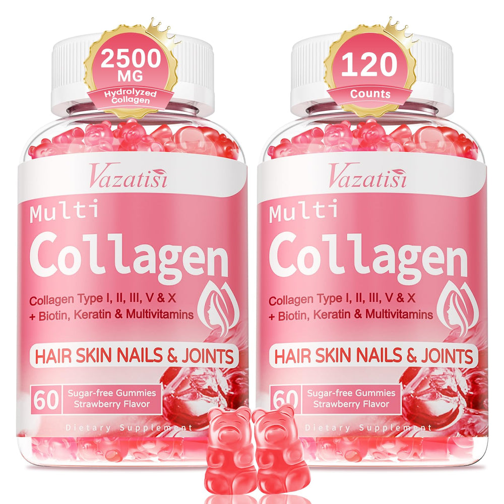Vazatisi collagen gummies strawberry 2-pack bottle for easy daily beauty support.