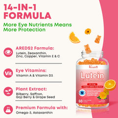 Vazatisi gummies close-up ingredients highlighting macular nutrients