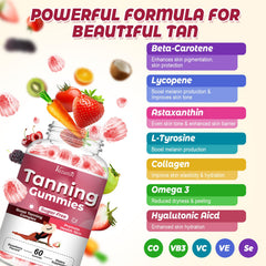 Vazatisi Tanning Gummies close-up reveals chewy texture and strawberry aroma.