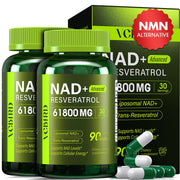 VCBIRD Nad+ Resveratrol bottle label emphasizes liposomal absorption for energy support.